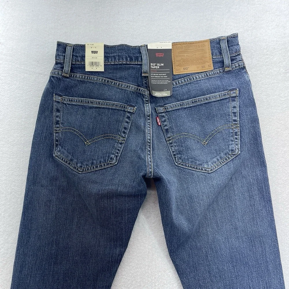 Levis Jeans Mens 30x32 Blue 512 Slim Taper Premium Medium Wash Denim Preppy